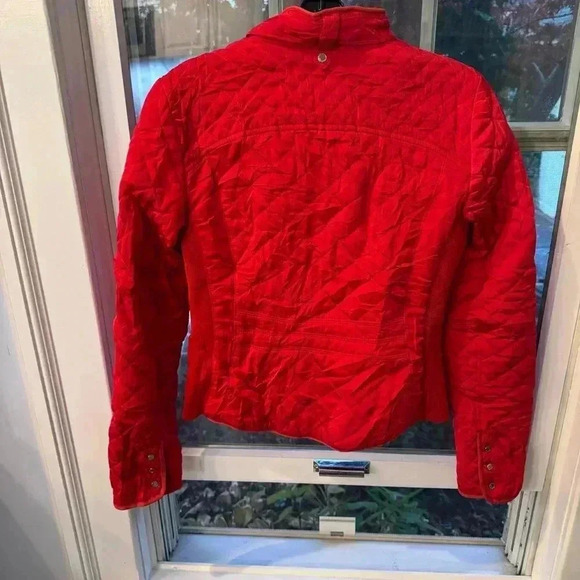 Zara women’s quilted jacket. Red with silver zippers. Size medium - Picture 3 of 11
